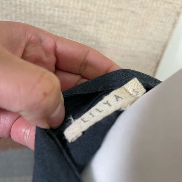 Lilya Gray 100% Linen Button Up Short Sleeve Shirt Dress S - Picture 5 of 7